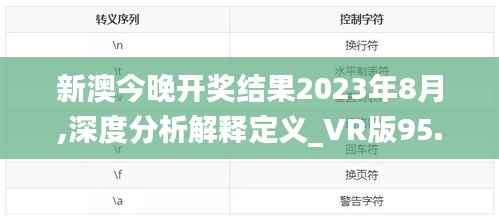 新澳今晚开奖结果2023年8月,深度分析解释定义_VR版95.183-5
