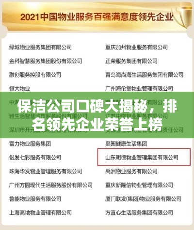 保洁公司口碑大揭秘,排名领先企业荣誉上榜
