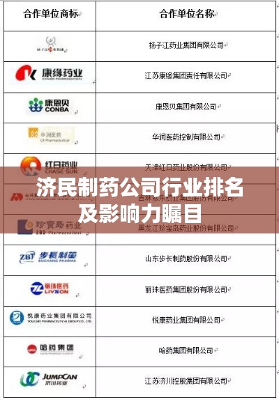 济民制药公司行业排名及影响力瞩目